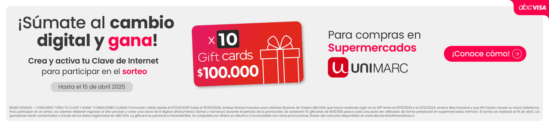 ¡Concurso! Crea y activa tu Clave de Internet y participa por una GiftCard de $100.000 en Unimarc