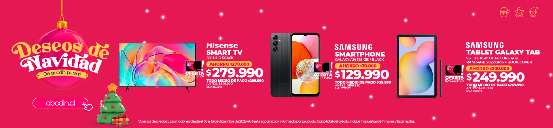 Deseos de Navidad, disfruta de las ofertas que tiene abcdin para esta navidad - abcdin.cl
