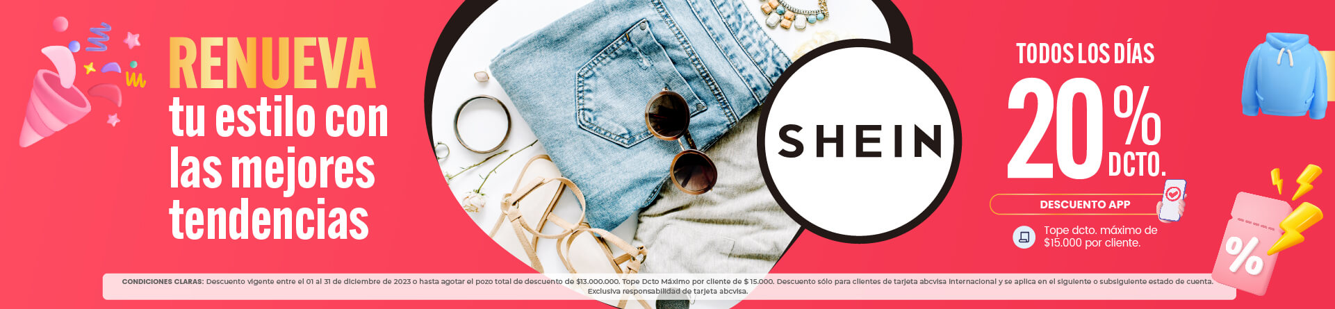 ¡Descuento en shein usando tu tarjeta abcvisa