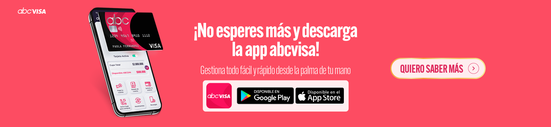 ¡Otra Funcionalidad! Paga tu tarjeta desde tu APP abcvisa usando solo tu Rut