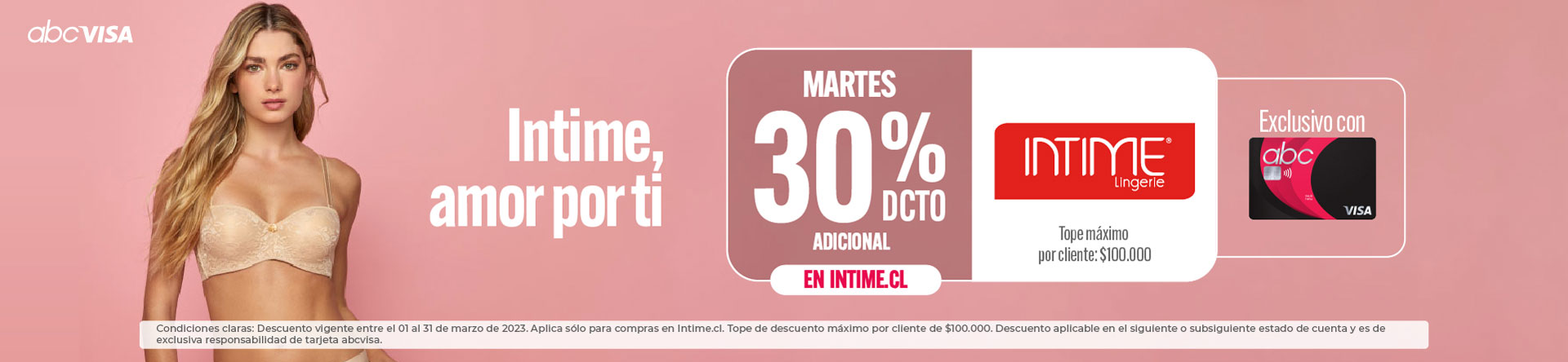 Descuento en intime pagando con tarjeta abcvisa