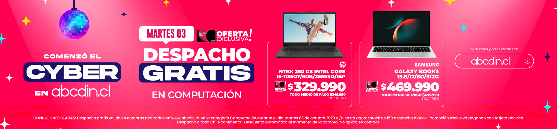 Cyber con despacho Gratis! usa tu abcvisa y disfruta del Cyber